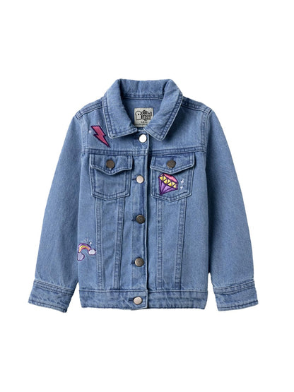 The Souled Store Originals : Magical Charm Denim Girls Long Sleeve Oversized Fit Cropped Denim Jackets