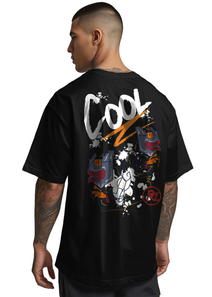Peppyzone Mens Oversized Fit T-Shirt (PZ-OST-Trendy45_Black