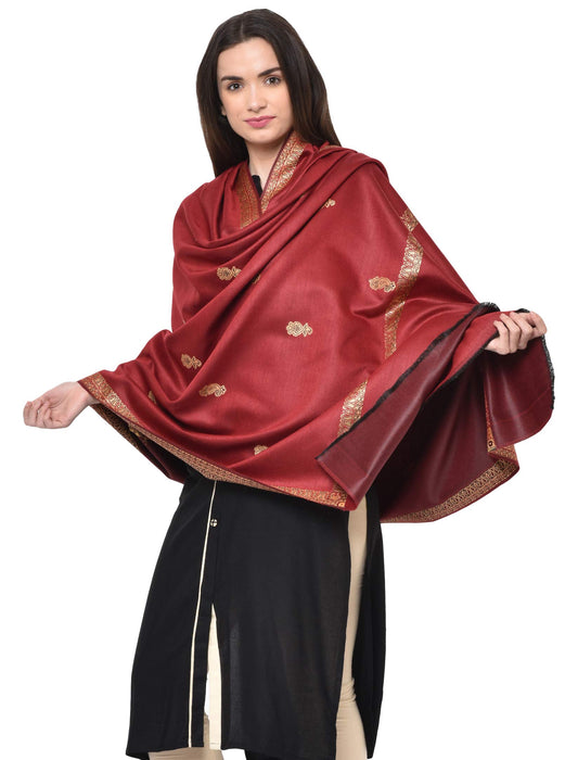 Weavers Villa Womens Kashmiri Shawl (Maroon), 100cm X 200cm