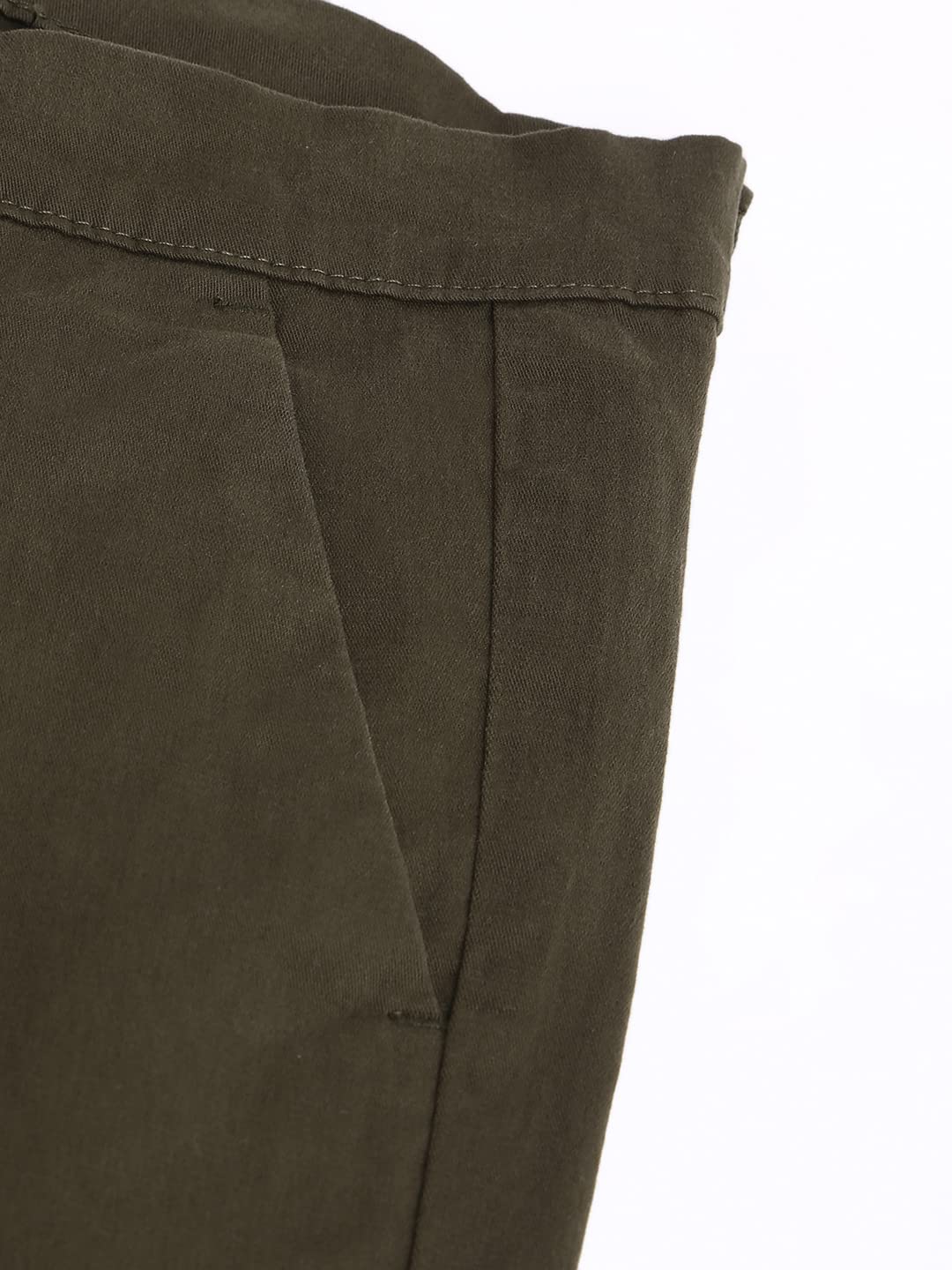 Dennis Lingo Solid Cotton Mens Casual Trouser, Tapered Fit, Mid Rise, Ankle Length Chinos Trousers Olive