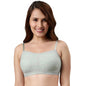 Enamor Womens Nylon Blend Non Padded Wire Free Full Coverage Bra Green