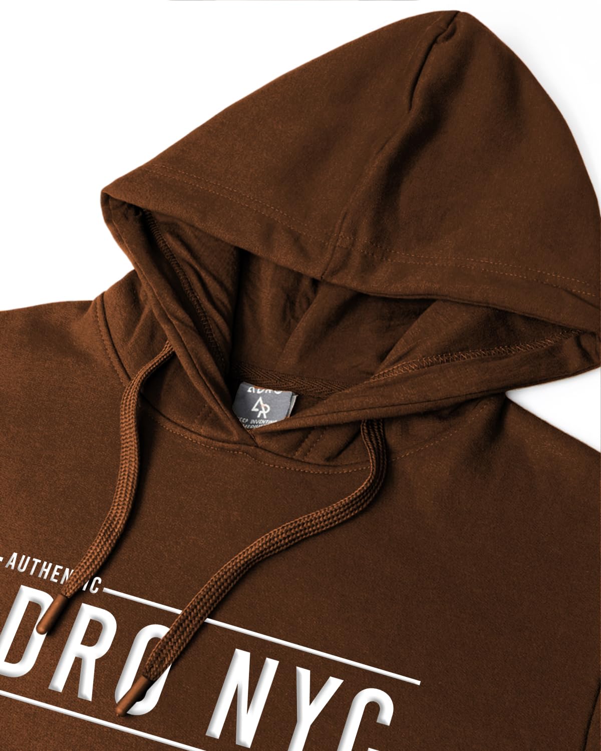 ADRO Men's Cotton Neck Hooded Regular Sweatshirt (H24-BR_Downtown Brown, Small
