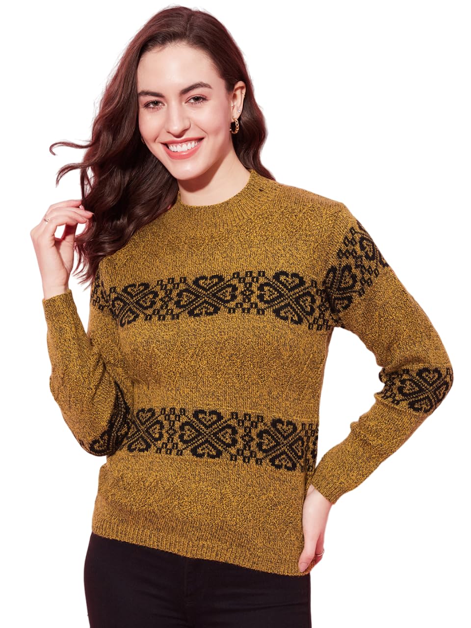 Modeve Women Striped Sweater for Winter||Winterwear|| Tan