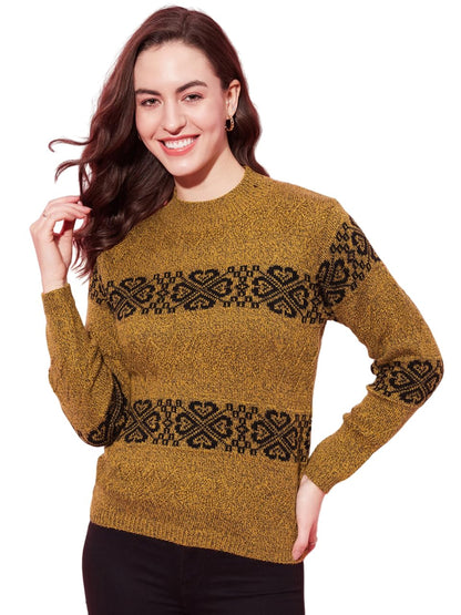 Modeve Women Striped Sweater for Winter||Winterwear|| Tan