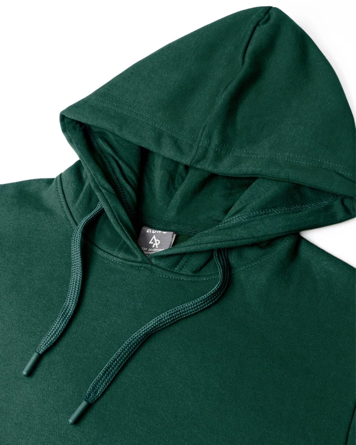 ADRO Men's Cotton Neck Hooded Sweatshirt (H24-PLN-GRN_Green