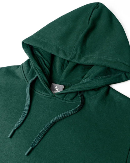 ADRO Men's Cotton Neck Hooded Sweatshirt (H24-PLN-GRN_Green