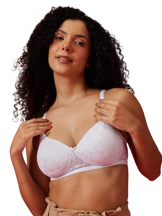 Clovia Lace Padded Non-Wired Bra(BR1479P1840D_White_40D)