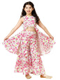 A.T.U.N. (ALL THINGS UBER NICE) Girls Fuchsia Floral Printed Tier Sharara Set