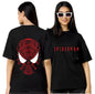Uniplanet Store Oversize Spiderman Round Neck Anime Printed Black Cotton Tshirt For Women