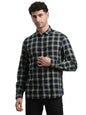 Turtle Men 100% Cotton Indigo Slim Fit Dark Blue Checkered Denim Shirt