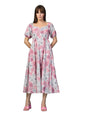 Oomph! Flared Dress For Women Stylish | Long One Piece For Women | Puff Sleeve Long Dress | Floral Print Maxi One Piece | Wester