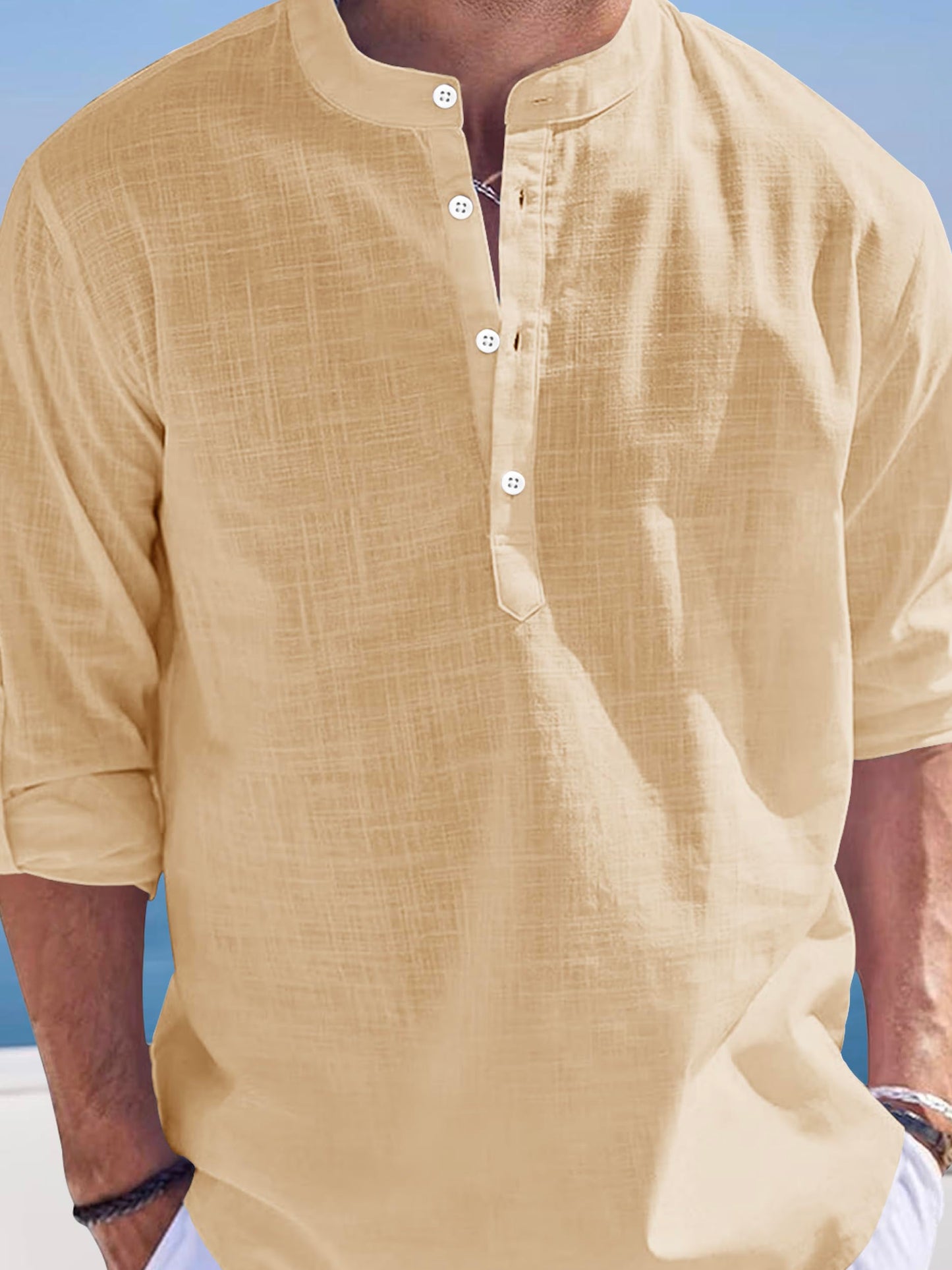 Noble Monk Men Full Sleeve Solid Regular Fit Kurta | Kurta Shirt For Men And Boys Yellow Beige