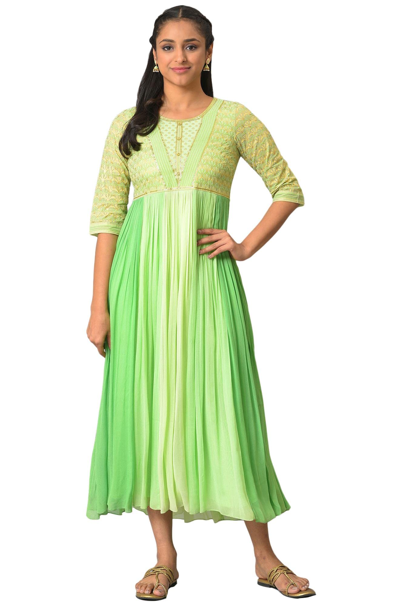 Aurelia Green Embroidered Regular Kurta With Sequins