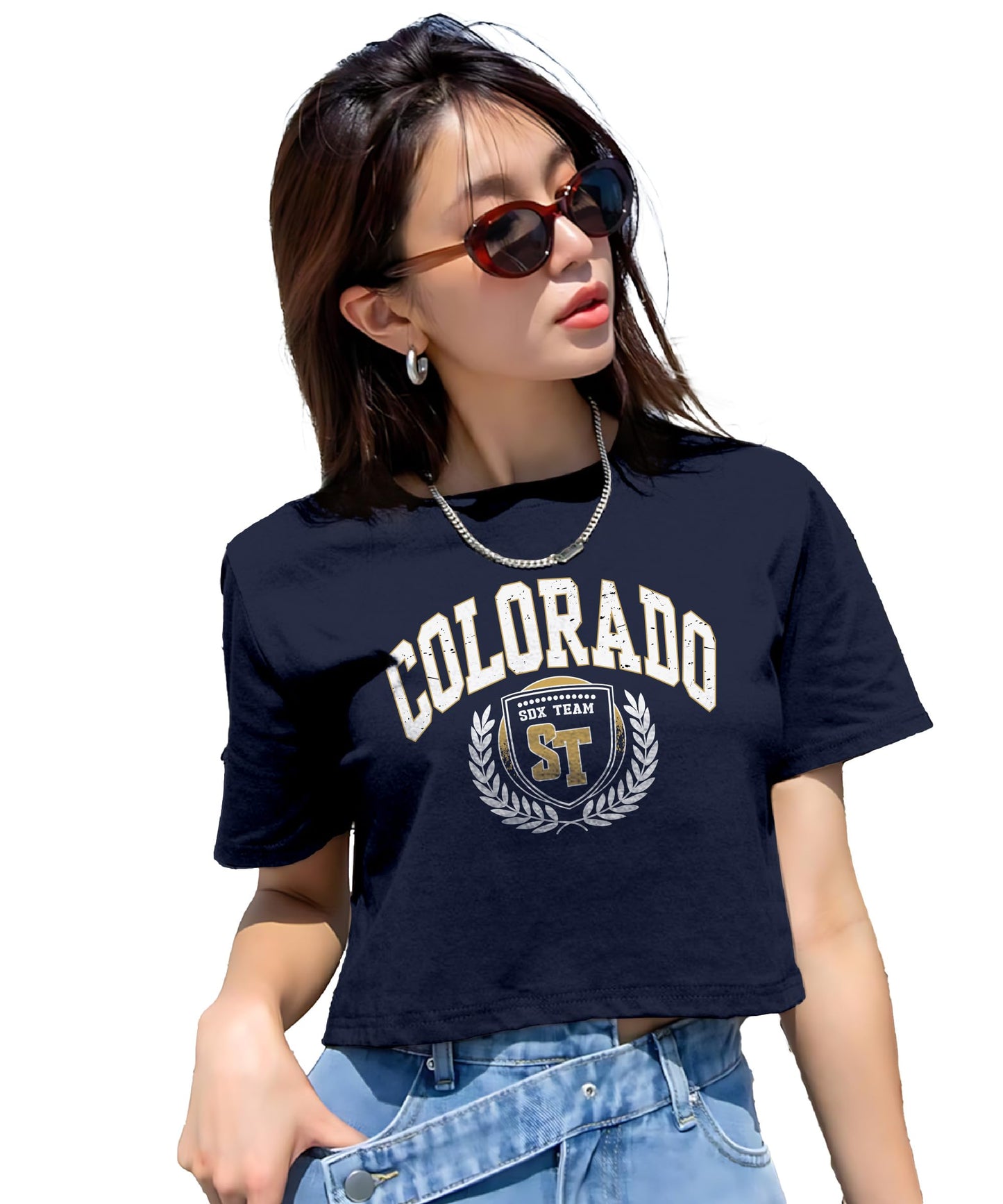 SHODOX 100% Cotton Crop top for Women - Printed Raglan Sleeve Stylish T-Shirt, Oversized fit Drop Shoulder Crop Top for Women