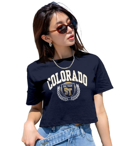 SHODOX 100% Cotton Crop top for Women - Printed Raglan Sleeve Stylish T-Shirt, Oversized fit Drop Shoulder Crop Top for Women