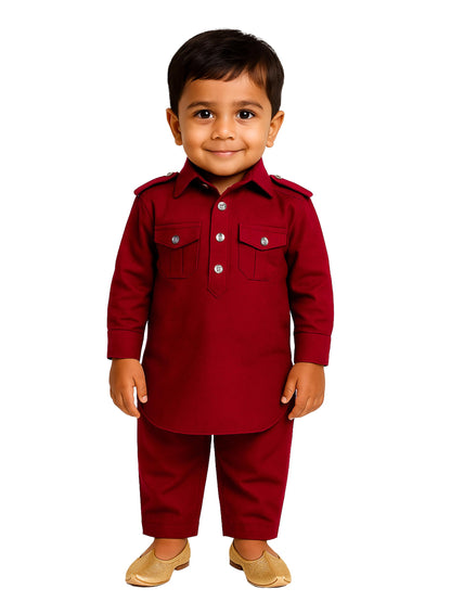 Vastramay Boys Pathani Khan Suit Set  Soft Cotton Fabric With Patiala Pyjama  Perfect For Holi & Eid