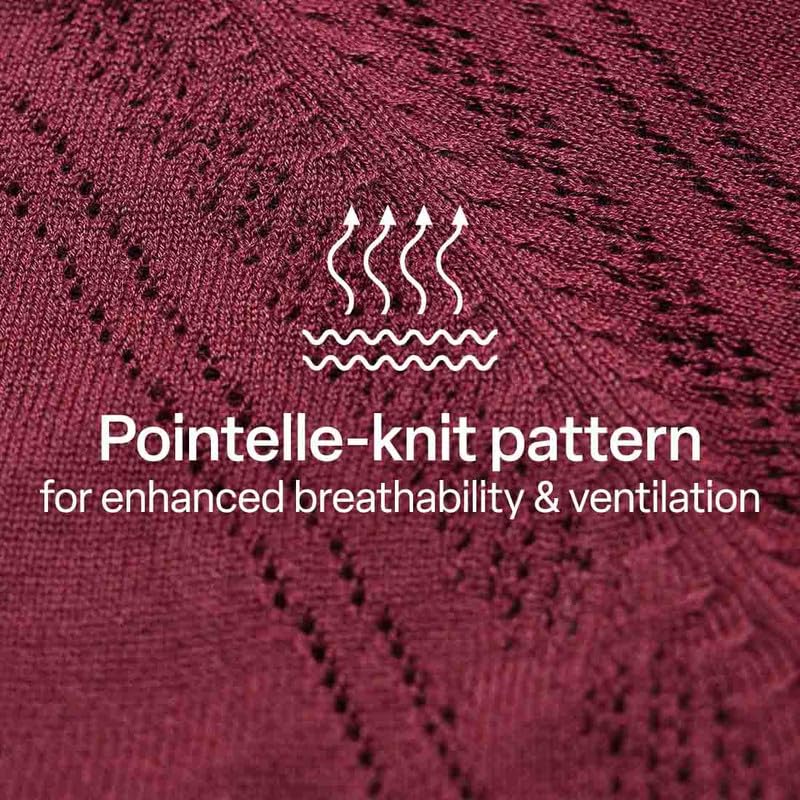 BlissClub Pointelle at-Ease CottonKnit Top | 100% Cotton top| Breathable | Ventilation Panels | Short Sleeves