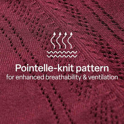 BlissClub Pointelle at-Ease CottonKnit Top | 100% Cotton top| Breathable | Ventilation Panels | Short Sleeves