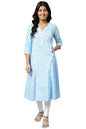 Aurelia Women Blue Cotton Geometric Printed Straight Kurta_22Aua13371-504114_Xl
