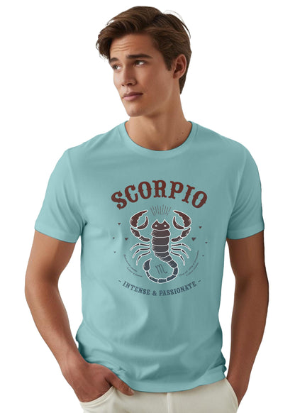 Peppyzone Mens Regular Fit T-Shirt (PZ-ZodiacScorpio6010_Sky Blue