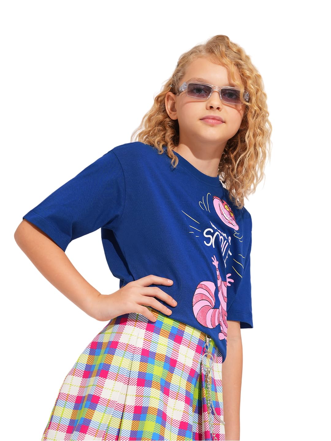 Vero Moda Girls Blue Printed Cotton T-Shirt