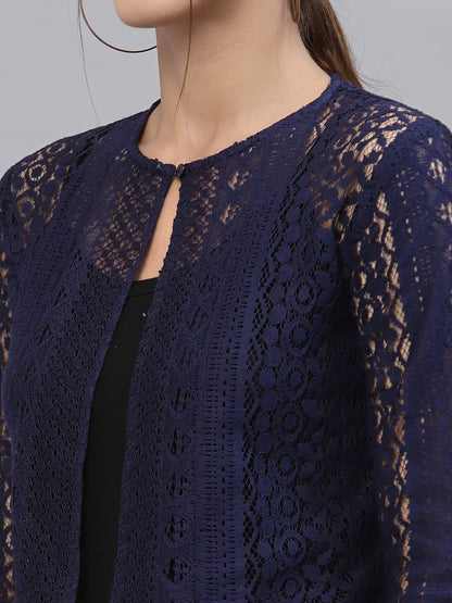 Style Quotient Women Navy Blue Shrug