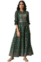 Aurelia WomenS Sequin Foil Anarkali Green Cotton Kurta
