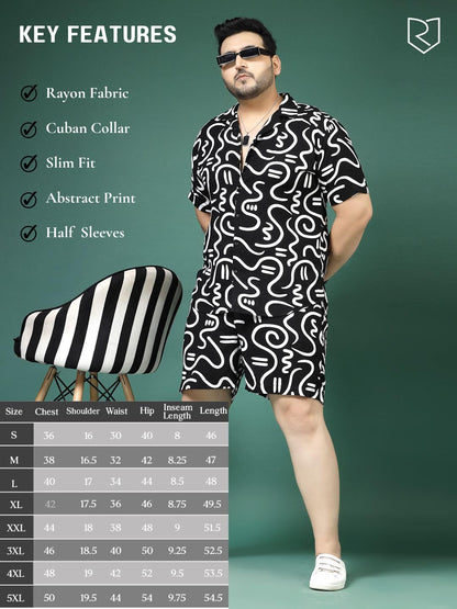 Rigo Printed Co-Ord Set For MenS | Casual Plus Size Shirt & Shorts Night Suit Set | Lounge-Wear Nightdress Pajama Set For MenS