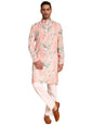 Vardha MenS Cotton Kurta With Impressionist Digital Print Pattern Long Kurtas, Regular Mandarin Collar Straight Fit Printed Kur