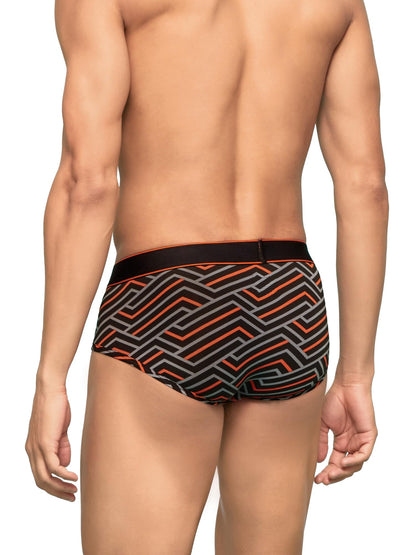 XYXX Mens Cotton Striped (Pack of 2) CR16_Brief_01_2_3_Red Black Stripes