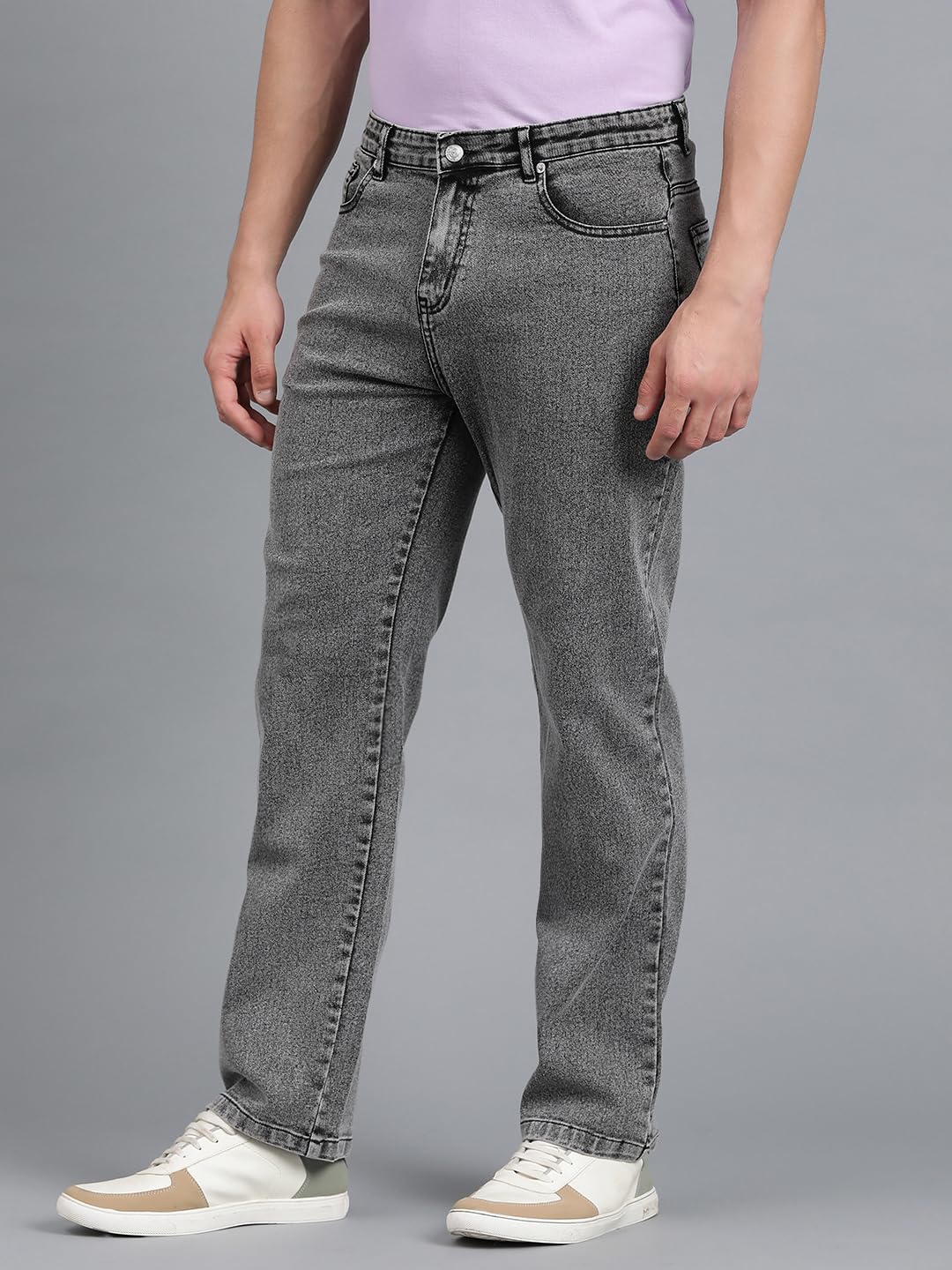 Kotty MenS Regular Mid Rise Grey Jeans