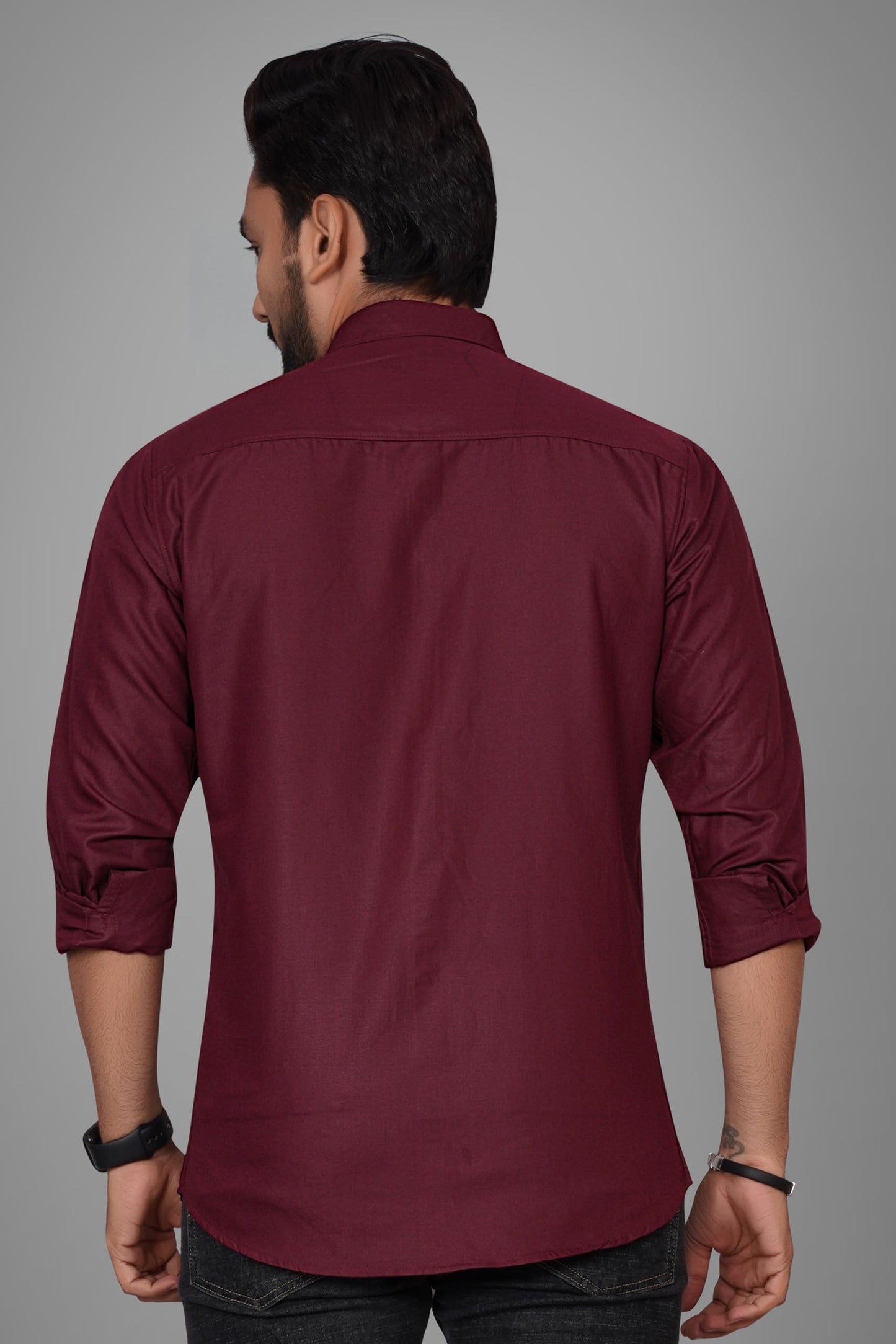 Besix MenS Cotton Solid Shirt With Spread Collared Full Sleeve Curved Hem Standard Tailored Fit Length | Shirts For Men Cotton