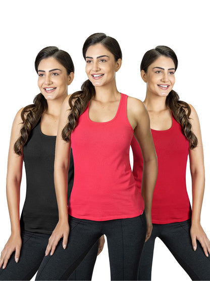Lyra WomenS Stretchable Premium Cotton Racerback Tank Top (Pack Of 3)