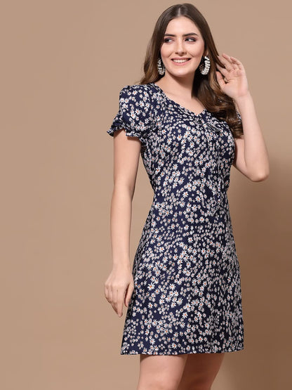 Oomph! Dress For Women Stylish| Summer Vacation Style |Floral Print Puff Sleeve Dress | Lightweight Flared Maxi For Casual & Hol