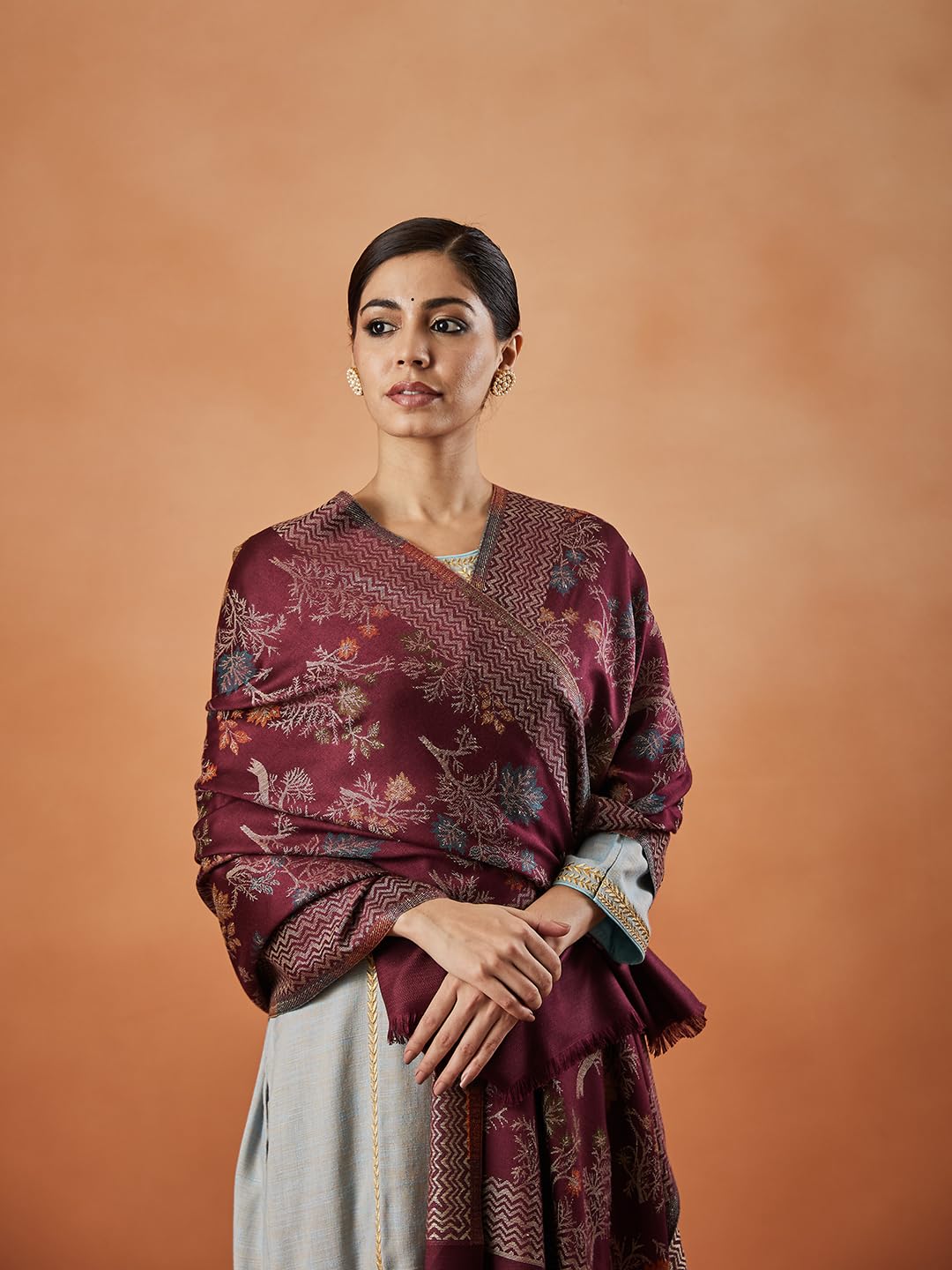 Pashmoda Women Nayab Kaani Wool Blend Stole (Size : 71X203 CM)