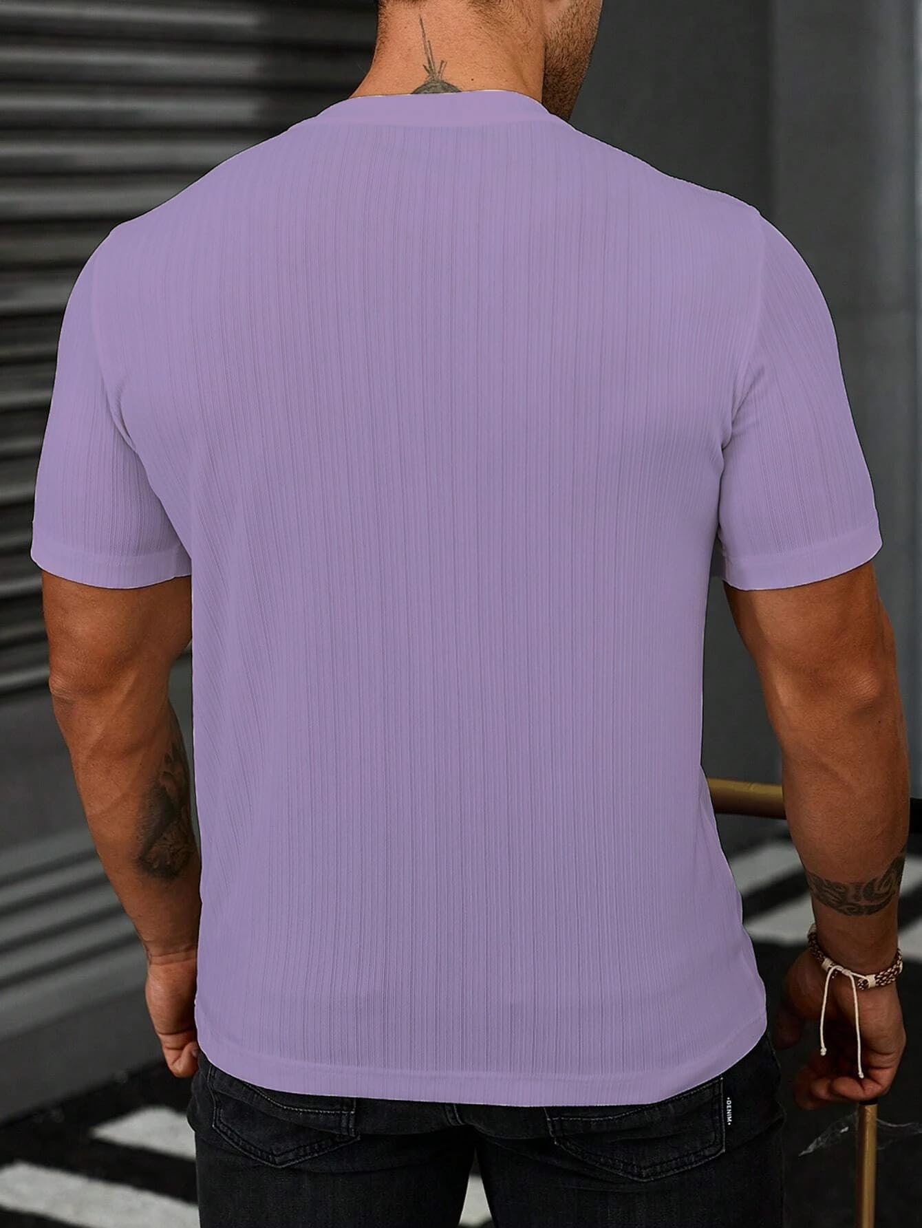 SMOWKLY Mens Solid Regular Fit T-Shirt (1285_Lavender