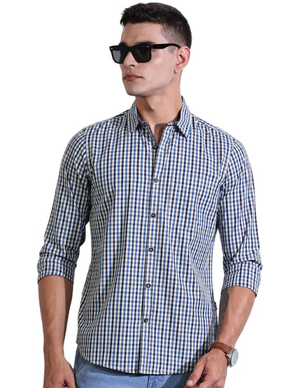 Thomas Scott Mens | Checks Printed | Long Sleeve | Regular Fit | 100% Cotton | Casual & Semi Formal | Shirt for Men (Available