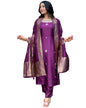 Gosriki WomenS Cotton Blend Straight Embroidered Kurta With Pant & Dupatta (Beyond Purple-Gs_4Xl_Purple_Xxxx-Large)