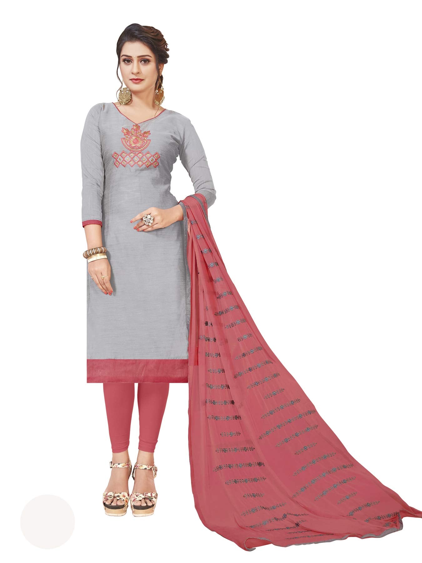 Anni Designer WomenS Grey Color Modal Silk Embroidered Churidal Dress Material (Lolipop 1006_Grey_Free Size)