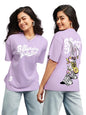 Bewakoof Womens Billionaire Girls Club Graphic Printed 100% Cotton T-Shirt - Oversized Fit, Round Neck, Half Sleeves_604125_Pur