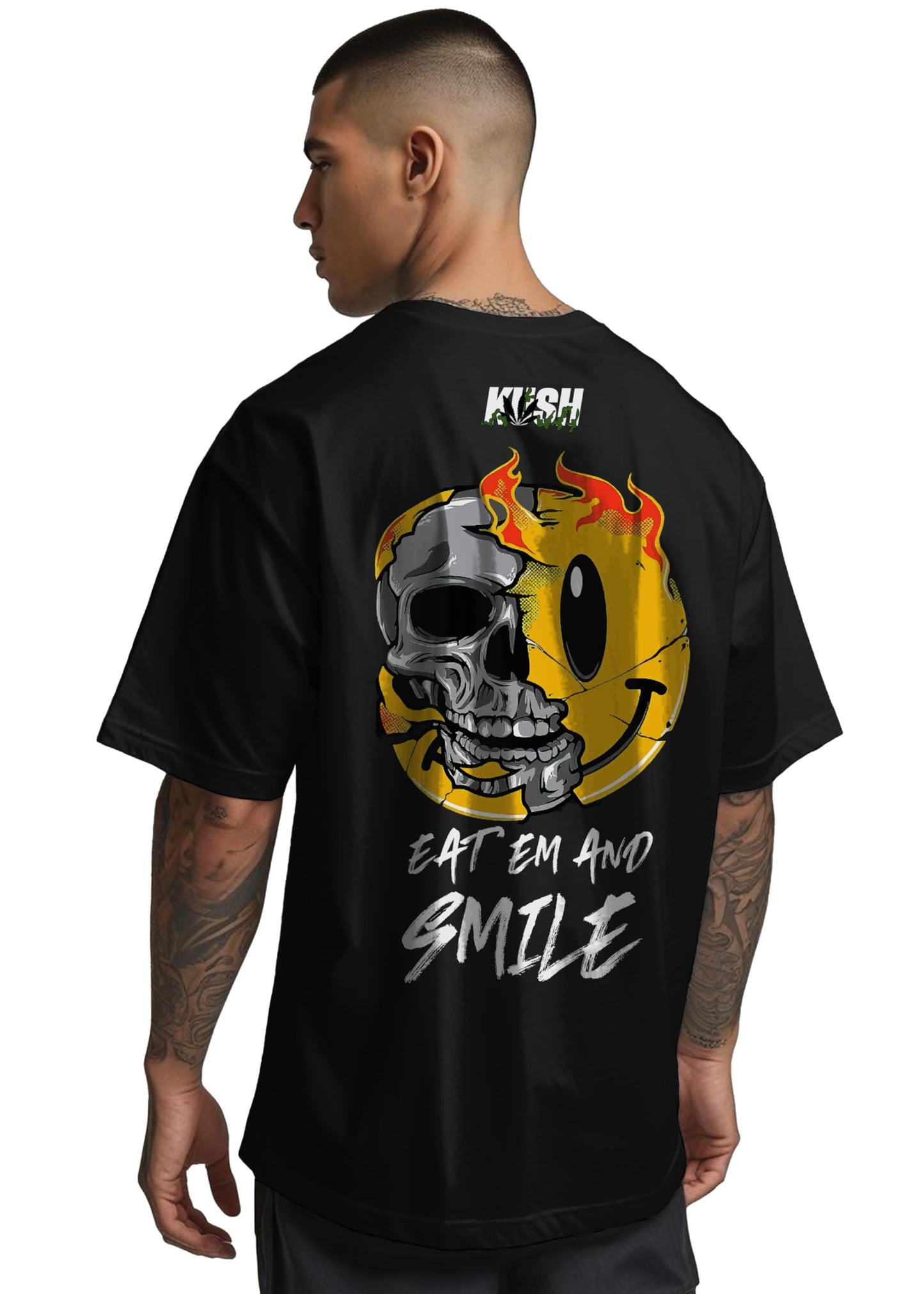 Peppyzone Mens Oversized Fit T-Shirt (PZ-OST-Trendy44_Black