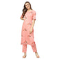 idaLia Women's Peach Umbrella Print Rayon Kurta with Pants