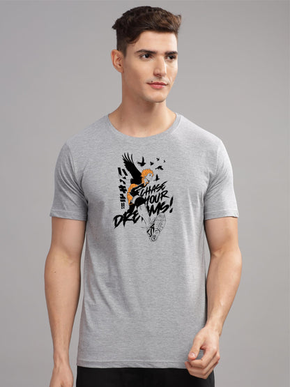 ADRO Mens Anime T Shirt - Premium Cotton Printed Haikyuu Tshirt - Perfect for Haikyuu Fans Print and Comfortable Fit Grey T-Shir