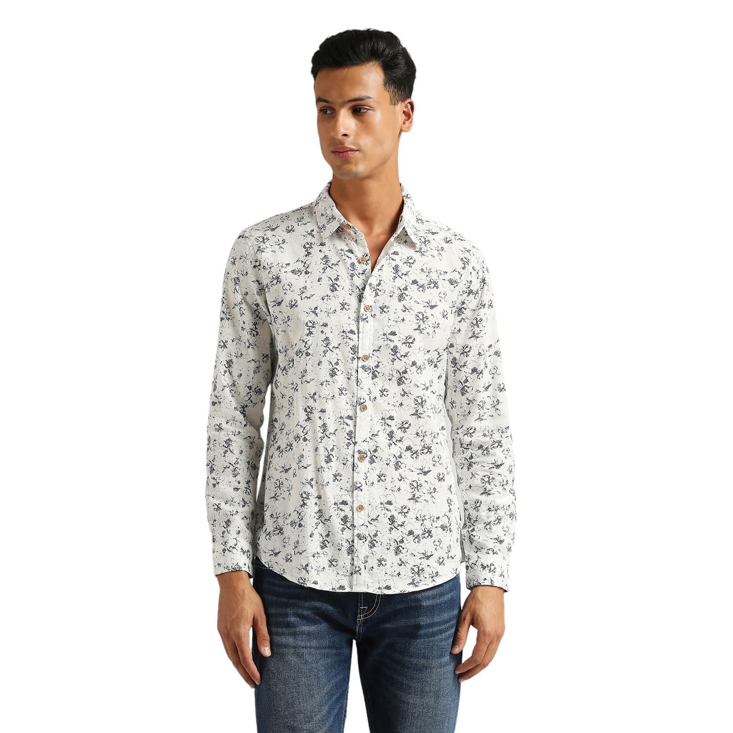 Pepe Jeans MenS Floral Regular Fit Shirt (Pm308703_White
