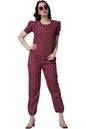 POPWINGS Casual Printed Top and Joggers Set for Women || Stylish Summer Co-Ords Set for Women || Round-Neck Top and Joggers Comb