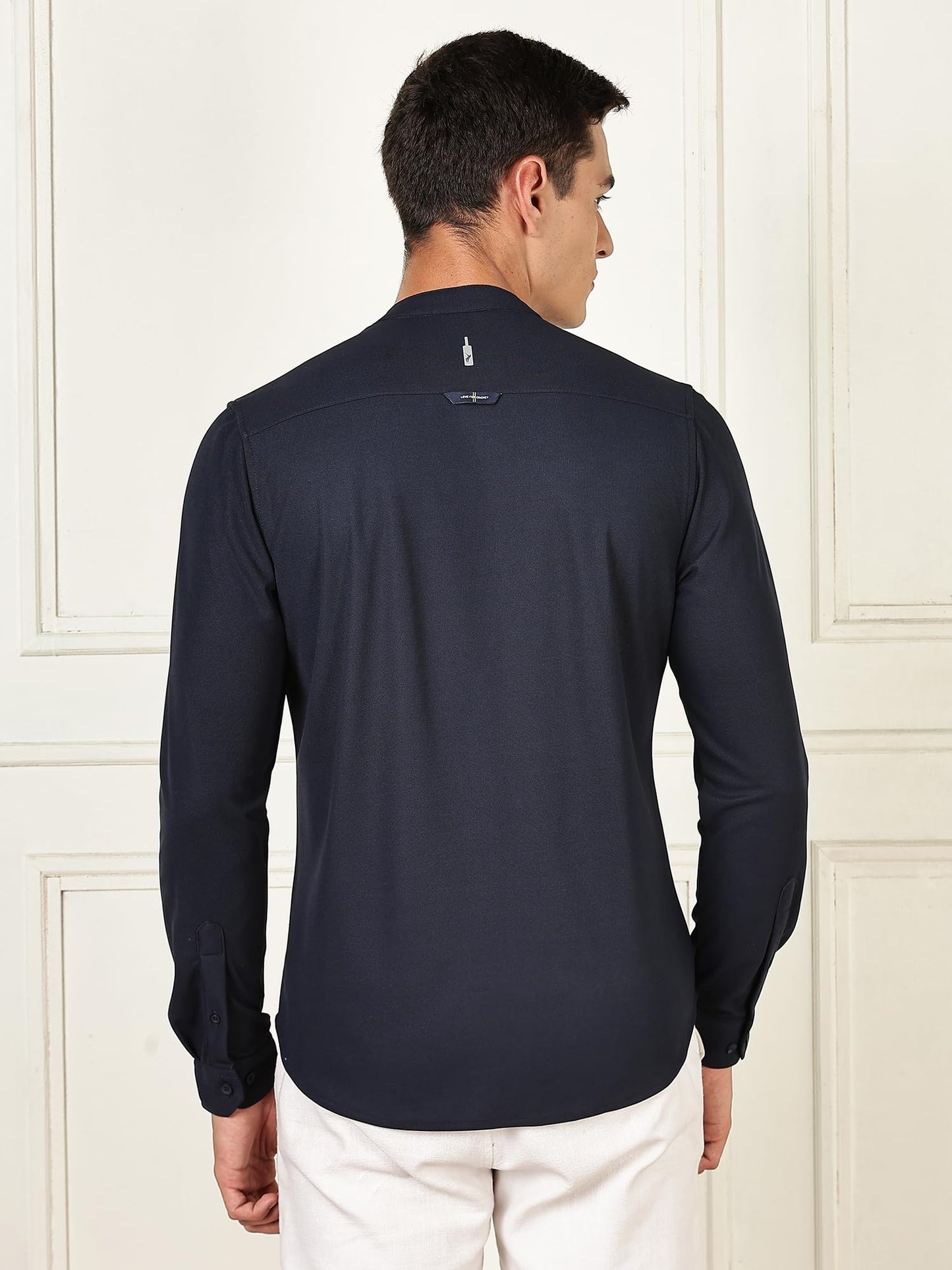 Thomas Scott Mens | Premium | Mandarin Collar | Slim Fit | Long Sleeves | 4 Way Stretch | Coolmax | Knitted | Casual | Shirts f