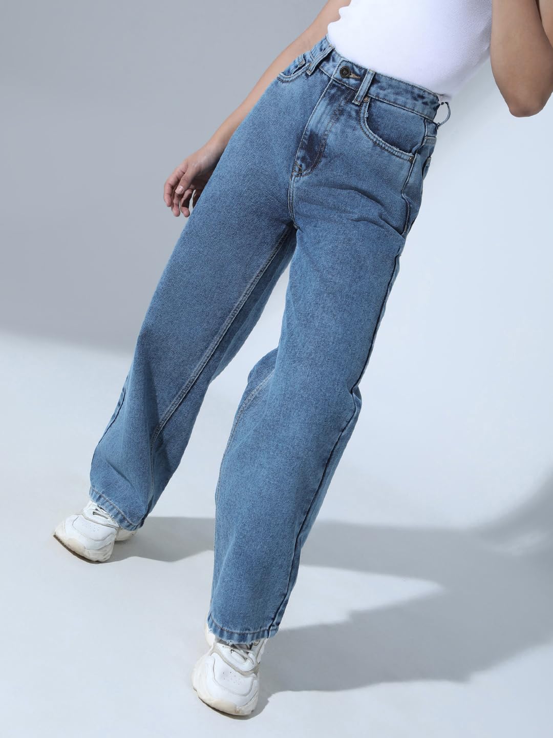 Hubberholme Women Blue Cotton Relaxed Fit High-Rise Jeans