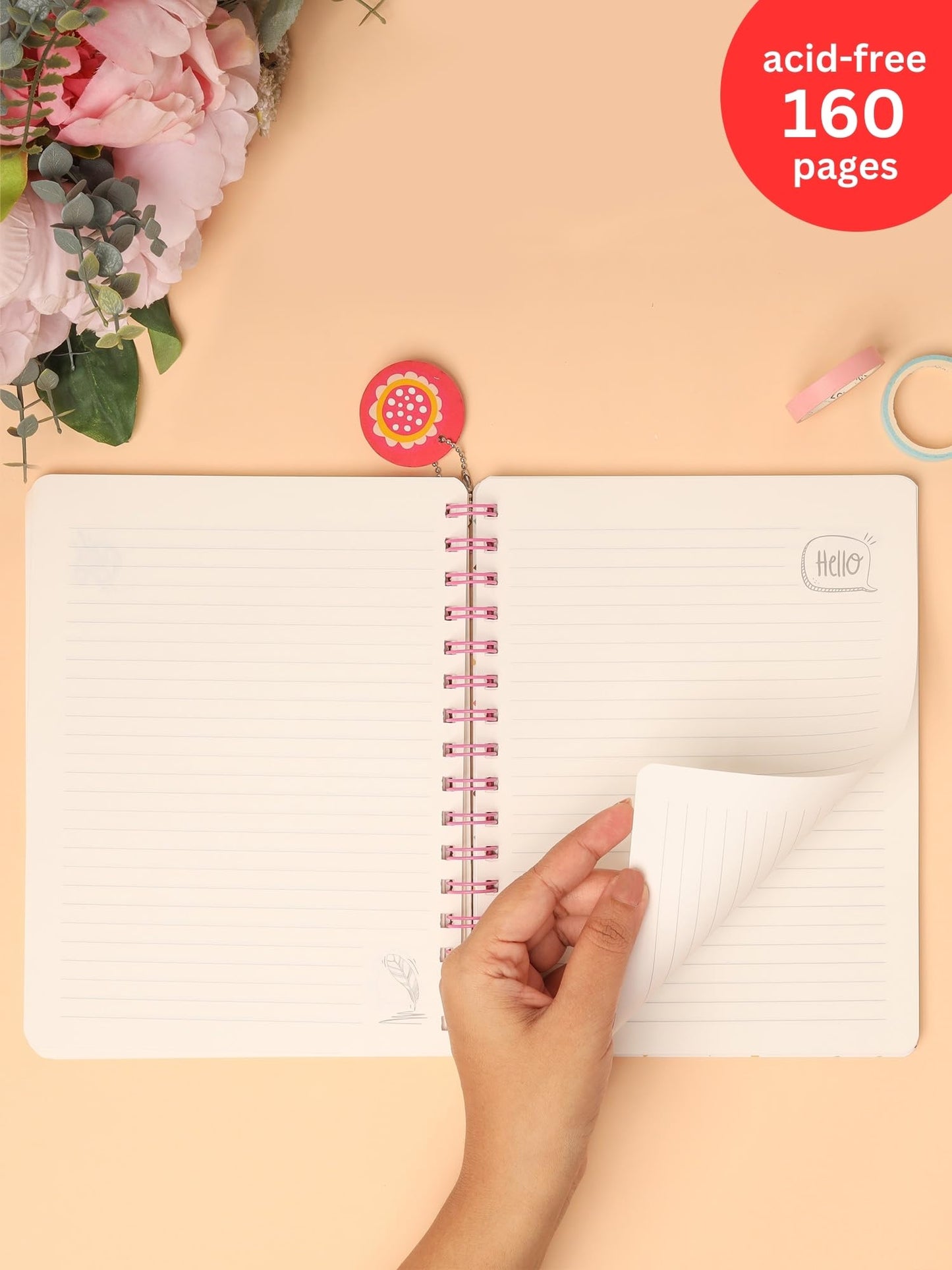 DOODLE B5 Hardcover Wiro/Spiral Notebook for Note Taking with Theme Based Dangler | 160 Undated Ruled Pages | 80gsm Acid Free Pa
