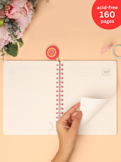 DOODLE B5 Hardcover Wiro/Spiral Notebook for Note Taking with Theme Based Dangler | 160 Undated Ruled Pages | 80gsm Acid Free Pa
