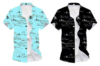 Kadiyu Half Sleeve Casual Printed Shirts For Men Regular Fit Printed Spread Collar Casual Shirt Lycra Fabric With Combo Shirt (P